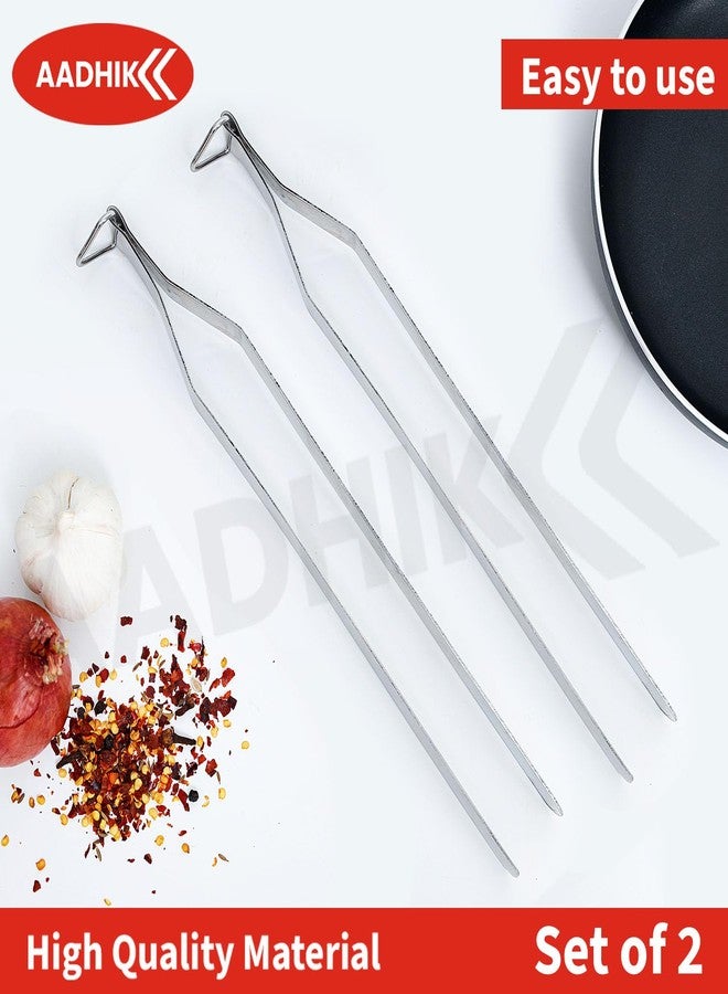 AADHIK Stainless Steel Chimta for Kitchen, Roti Tong, Chapati Chimta, Tong for Chapati (Pack of 2) - Image 3